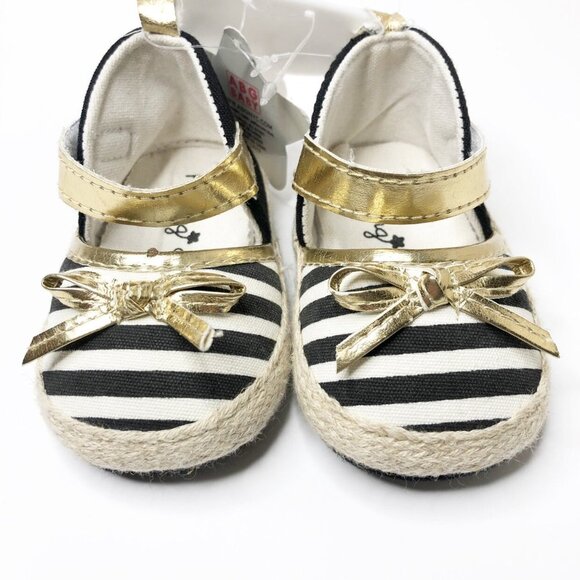 NWT Rising Star Gold Striped Crib Shoes - Picture 3 of 6